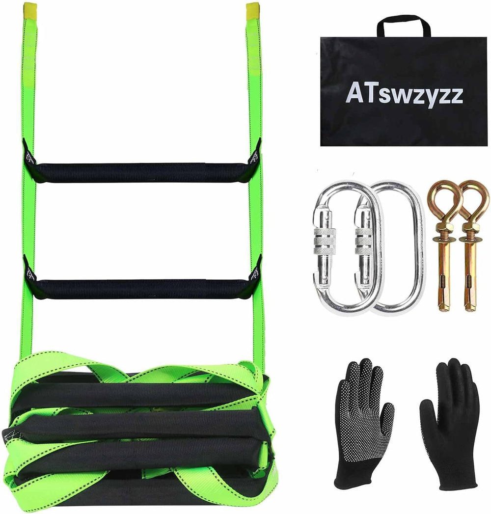 Emergency Fire Escape Ladder,Flame Resistant Safety Rope Ladder with Hooks 13...