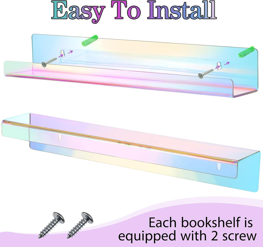Blulu 8 Packs 14 Inch Acrylic Floating Shelf Wall Mounted Invisible Acrylic S...