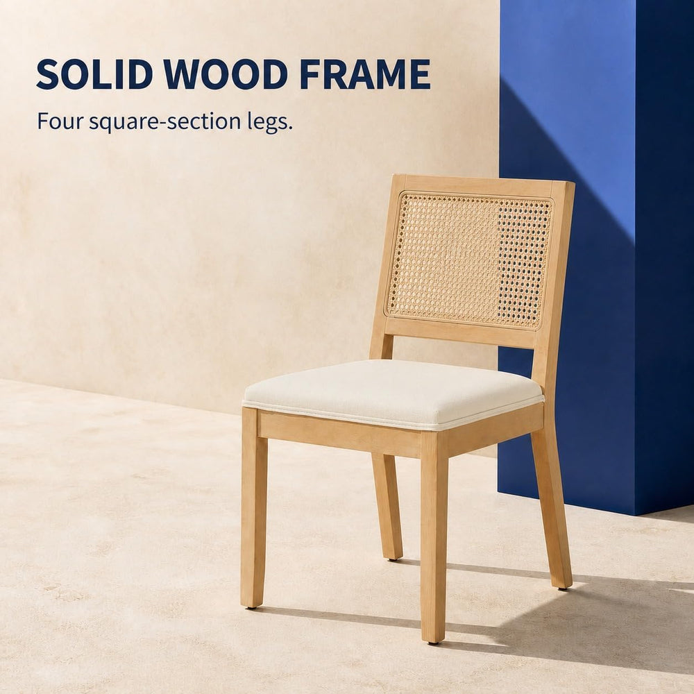 ODUSE-DAILY French Country Rattan Dining Chairs Set of 4, Beige Farmhouse Kit...