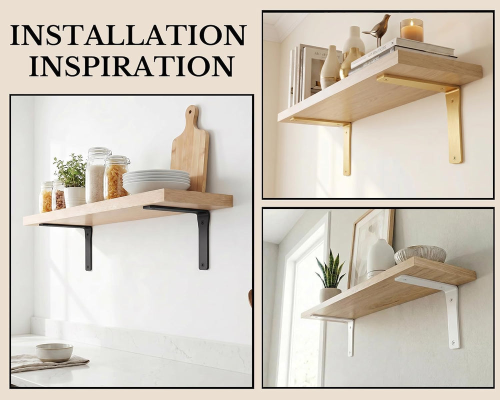4 Pack Heavy Duty Shelf Brackets 12 Inch by Balin Designs – Decorative L Brac...