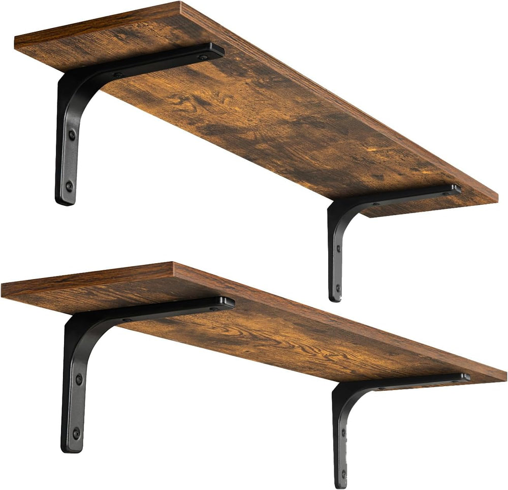 DINZI LVJ Long Wall Shelves, 23.6Inch Wooden Wall Mounted Shelves, Set of 2
