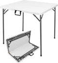 34" Square Folding Card Table, Fold-in-Half White Portable Table