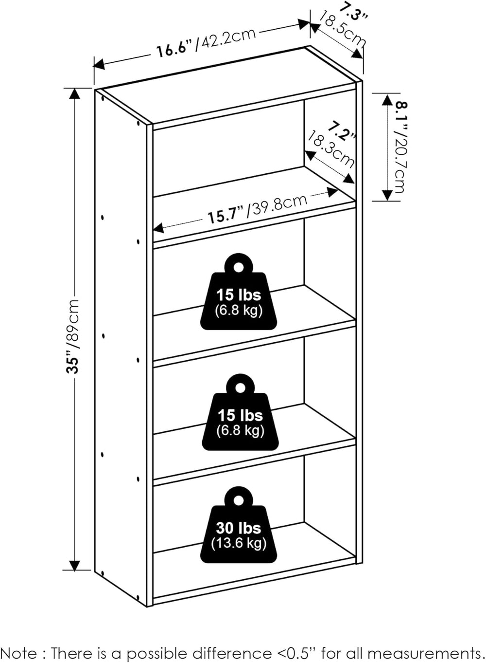 Furinno Basic DVD Shelf, 4-Tier CD Rack, Media Shelf, Amber Pine