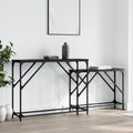 Nesting Console Tables 2 pcs Black Engineered Wood | Space-Saving Nesting Design, Sturdy Metal Frame, Easy to Clean, Versatile for Living Room, Hallway, Office
