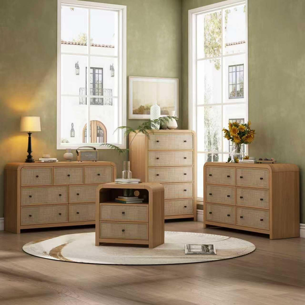 6 Drawer Dresser, 49'' Rattan Dresser