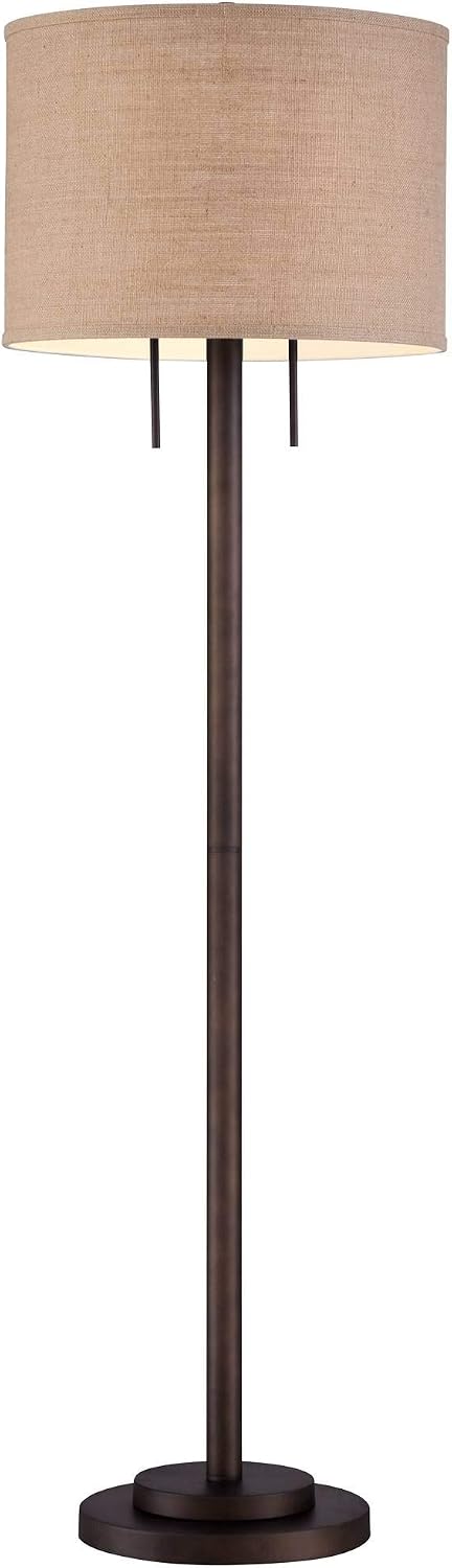 Garth 63 1/2" Tall Pull Chain Bronze and Burlap Floor Lamp