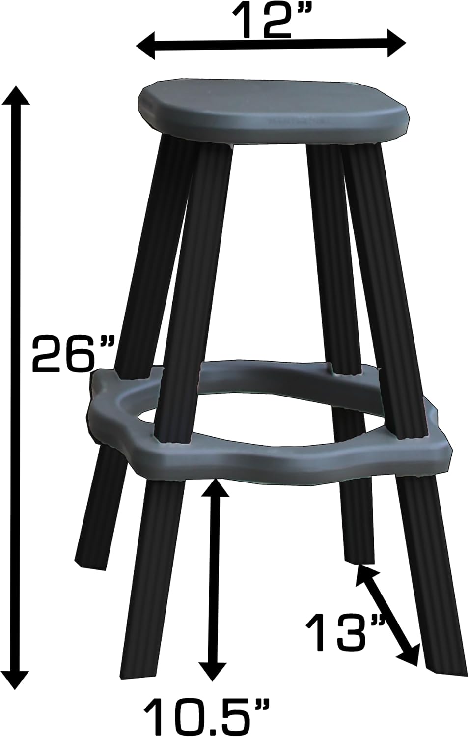Single Bar Set Includes 2 Barstools Deep Grey Top & Black Base Ideal for ...