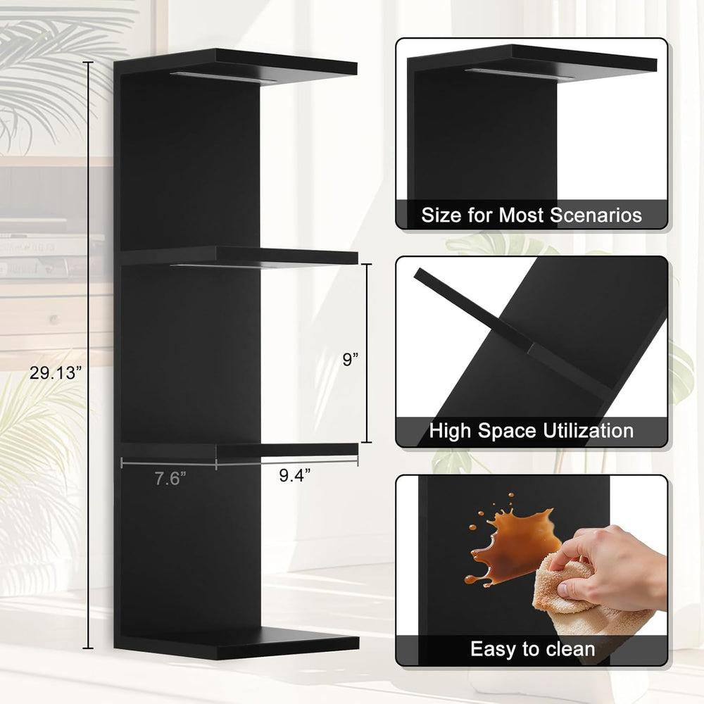 4 Tier LED Wall Shelf, Black