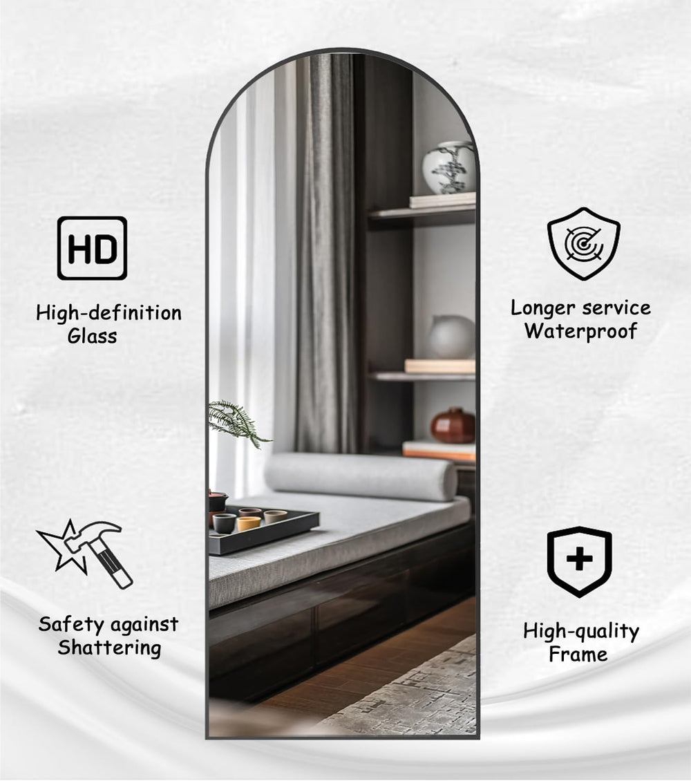 Rowjut Arched Full Length Mirror, 71"x30" Freestanding Floor Mirror...