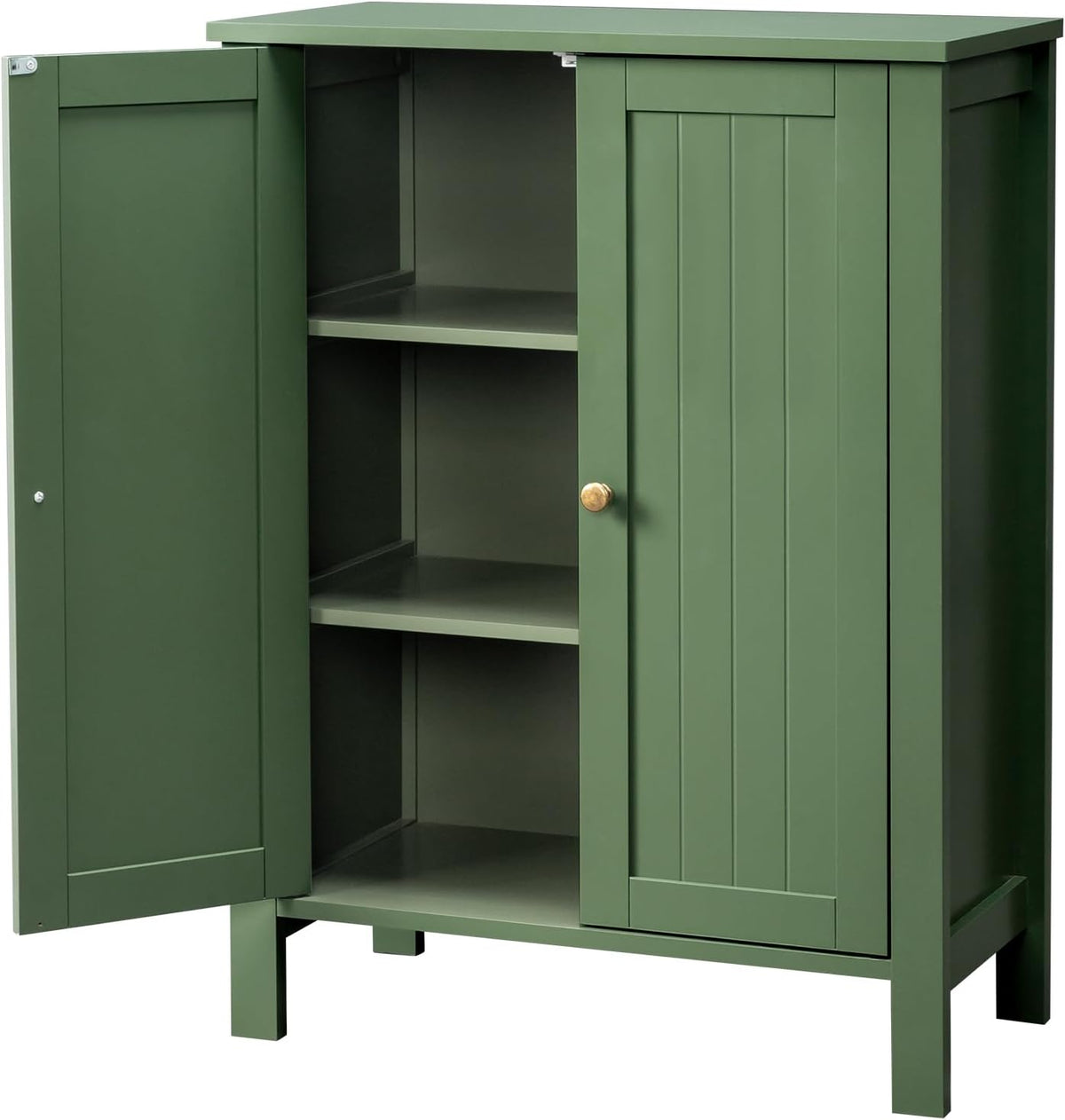 Bonnlo Free Standing Bathroom Cabinet, Sage Green Accent Storage Cabinet with Doors, Small Wooden Floor Console Sideboard for Entryway, Living Room, 31.5" H