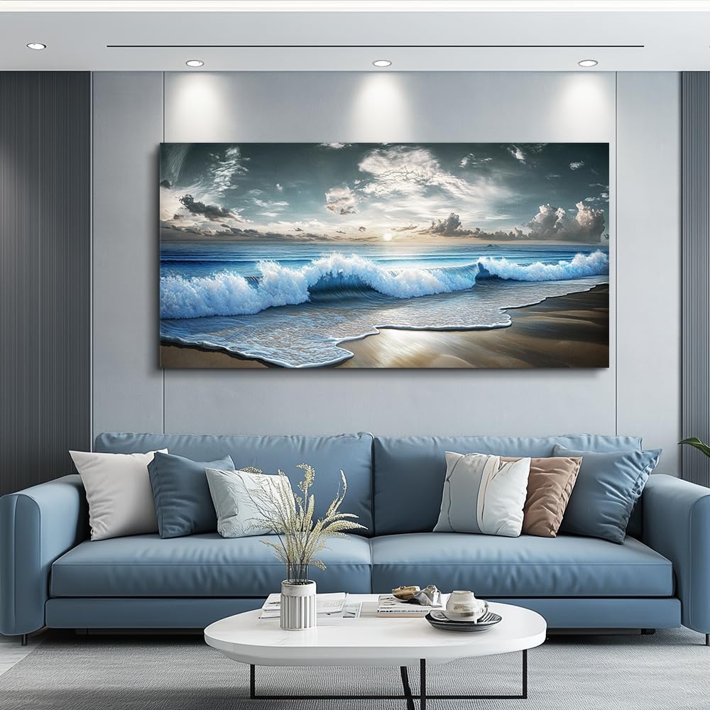 MHARTK66 Blue Ocean Canvas Wall Art Large Paintings For Living Room Landscape...