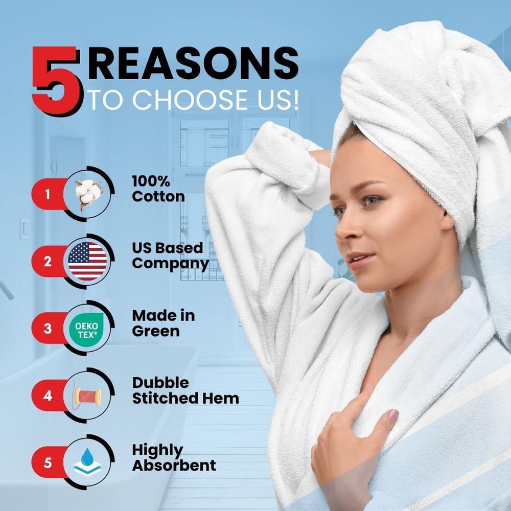 Infinitee Xclusives 100% Ring-Spun Cotton Bath Towels for Bathroom - Pack 4