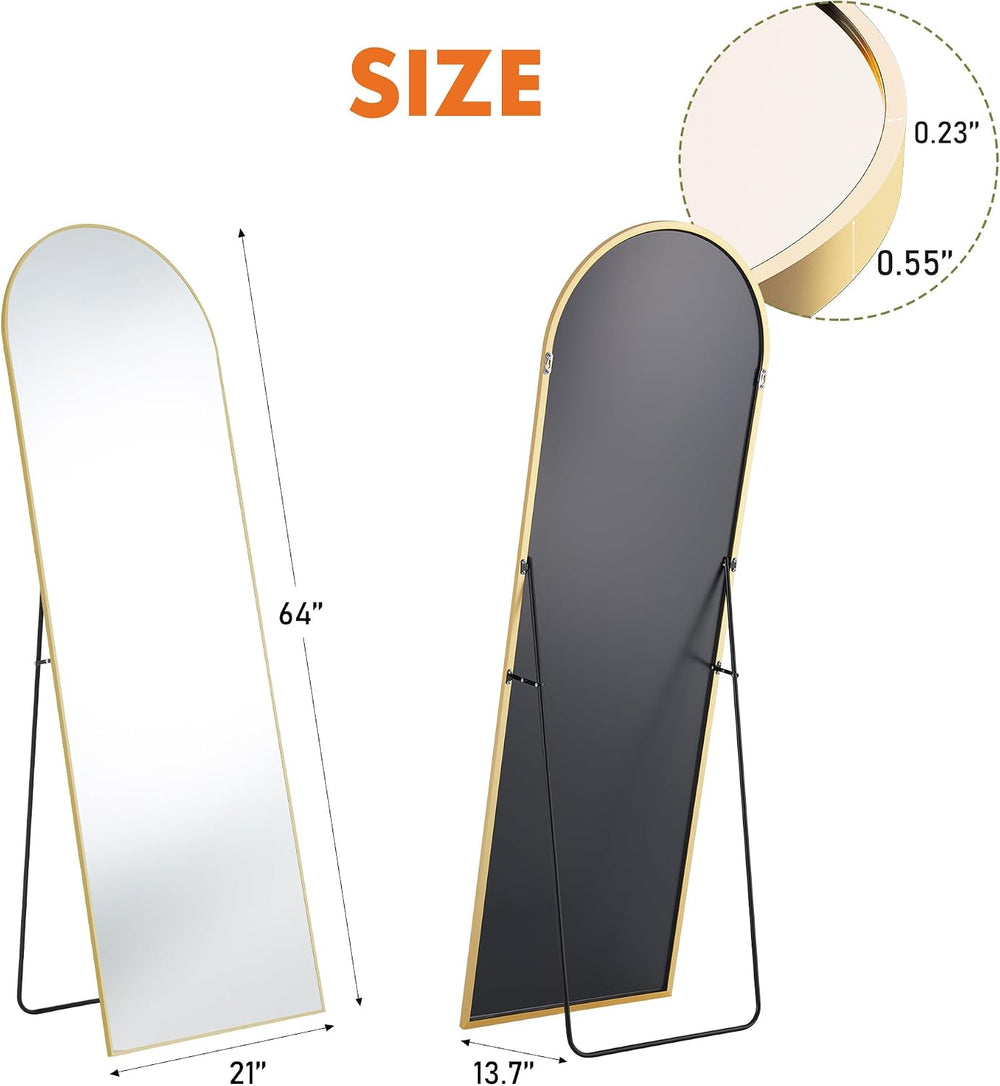 OLIXIS 64"x21.5" Arched Full Length Mirror with Stand, Body Mirror