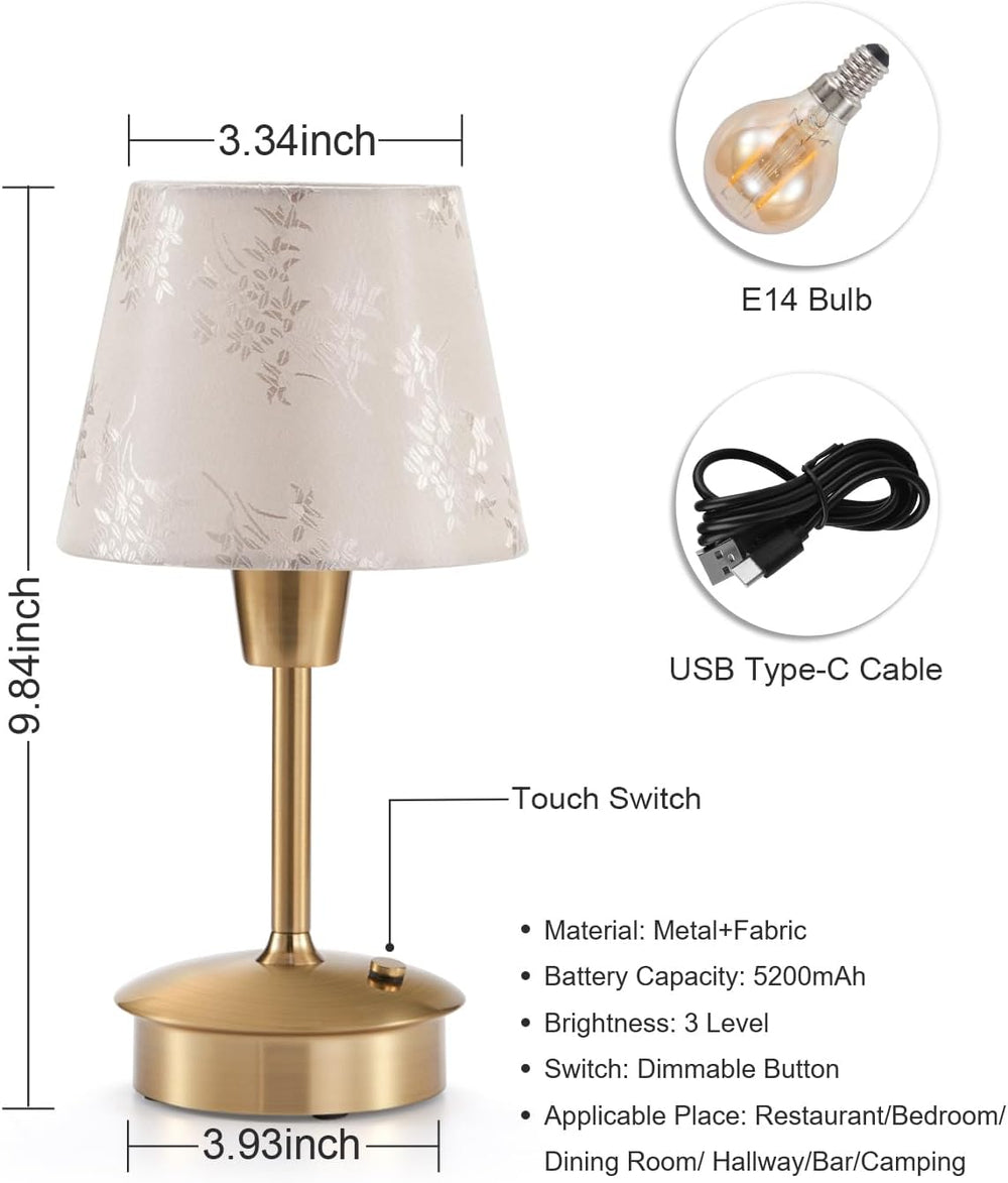 UMEXUS 2 Pack 9.8'' Small Cordless Table Lamp, Battery Operated Touch...