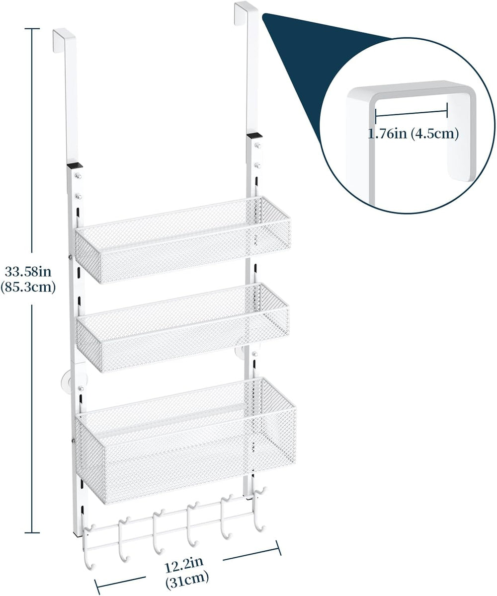 Consumest Over The Door Hooks Organizer - 4 Tier Door Coat Rack with 3 Basket...