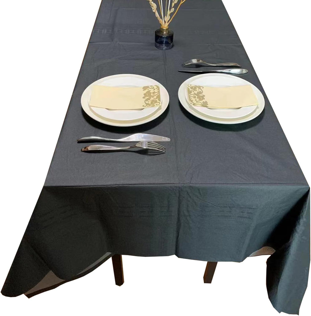 [6 Pack] Black Paper Tablecloths Disposable for Rectangle Tables, 54 X 108 In...