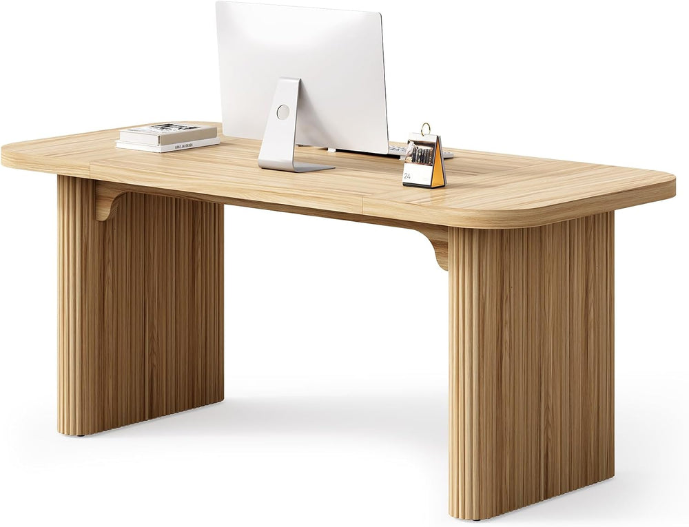LITTLE TREE 62-Inch Home Office Computer Desk, Large Writing Desk with Textur...