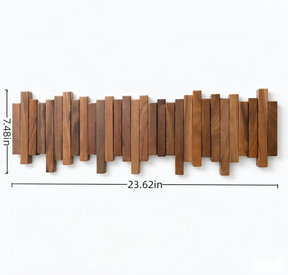 Black Walnut Hardwood Wall Mounted Piano Coat Rack