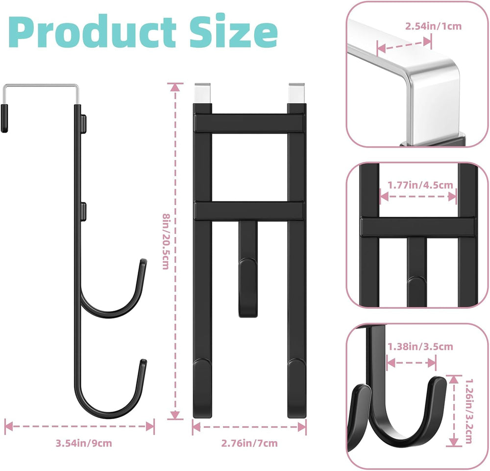 4 Pack Over-the-Door Hooks, No Installation Required, 100 Lb Heavy Duty with ...
