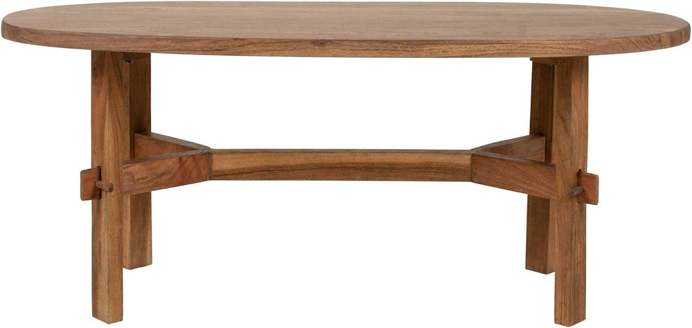 East at Main Celeste 45-Inch Oval Solid Acacia Wood Coffee Table, Brown