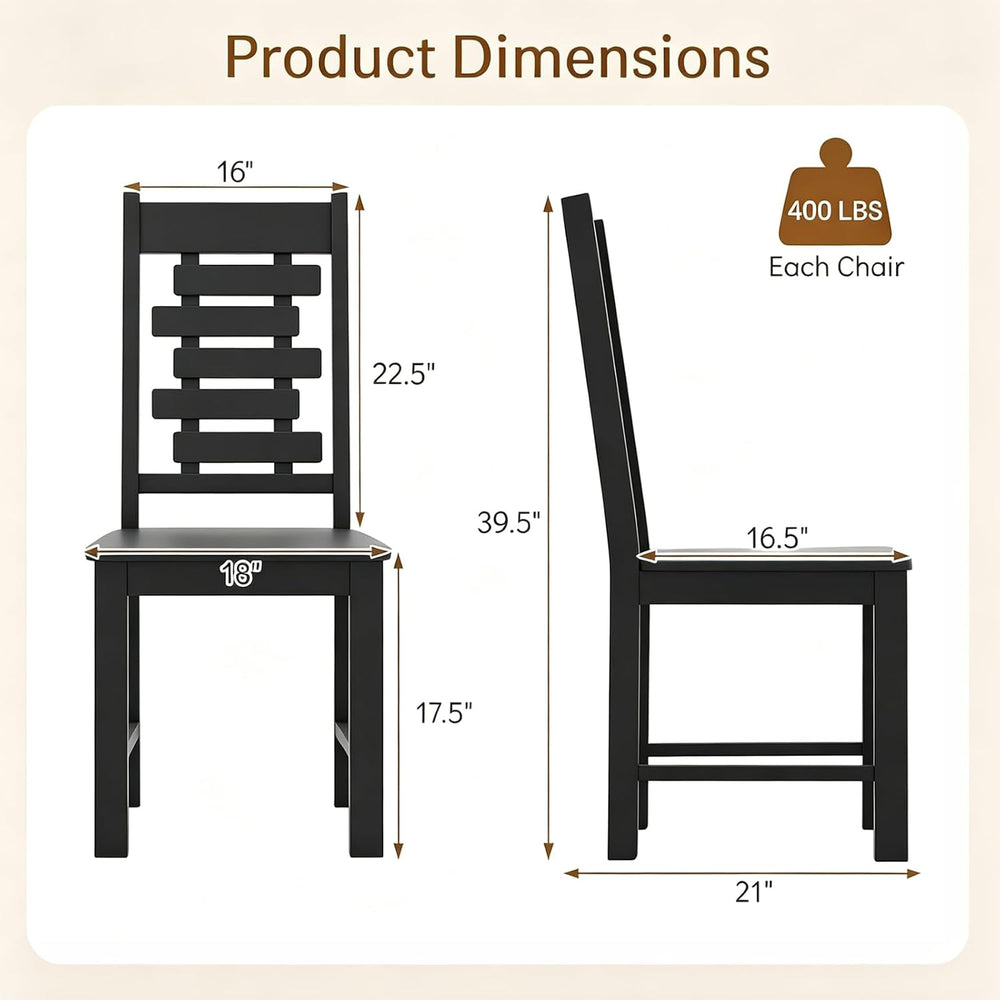 POWERSTONE Wooden Dining Chairs Set of 6, Modern Kitchen Chairs, Black