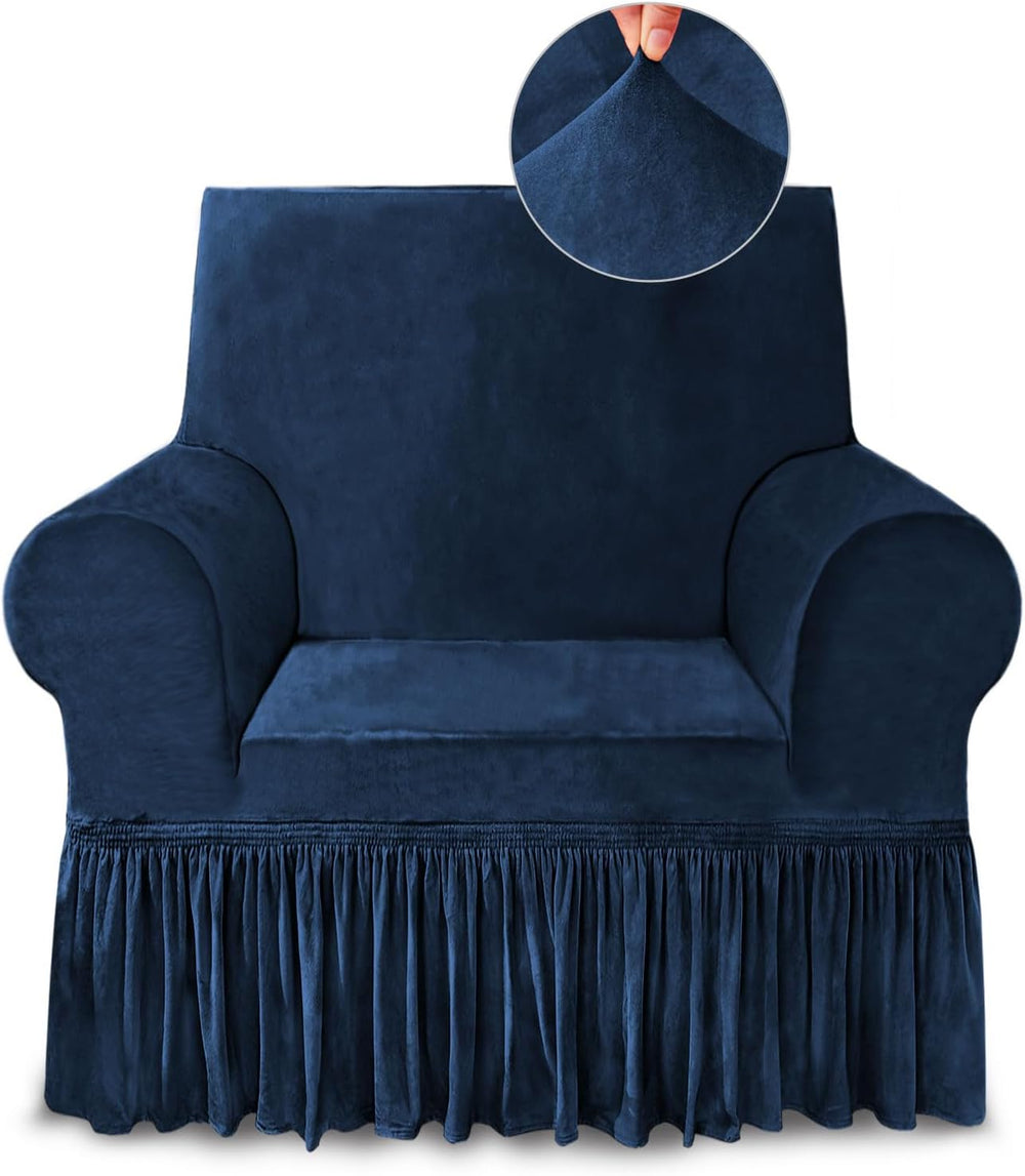 Navy Blue Armchair Covers Arm Chair Cover Armchair Slipcovers with Skirt