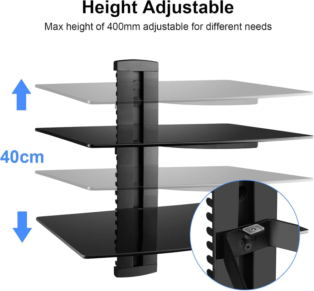 Suptek Glass Floating Shelves, TV Wall Mount with Shelf for DVD Player / PS4 ...