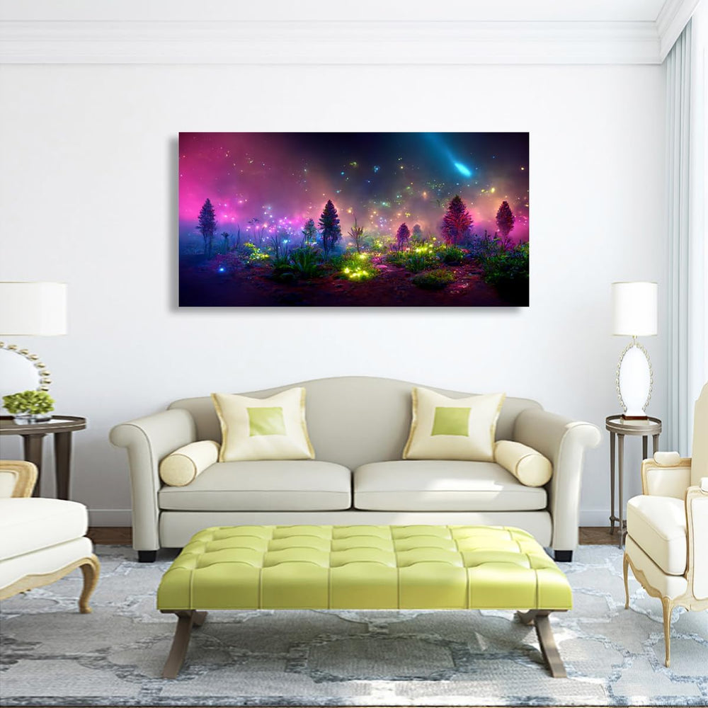Fantastic Starry light Canvas Wall Art for Living room Office Bedroom Purple ...