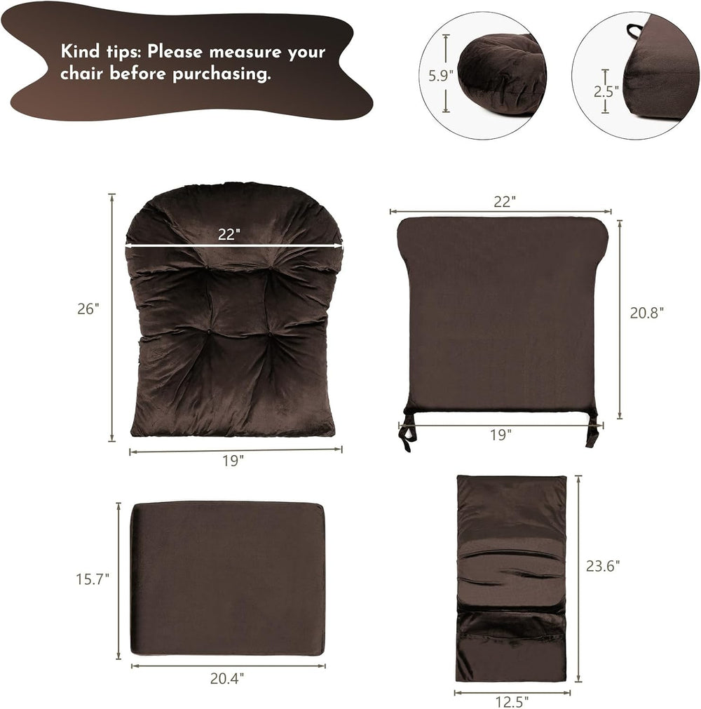 5PCS Glider Rocker Replacement Cushions Set with Ottoman Cushion