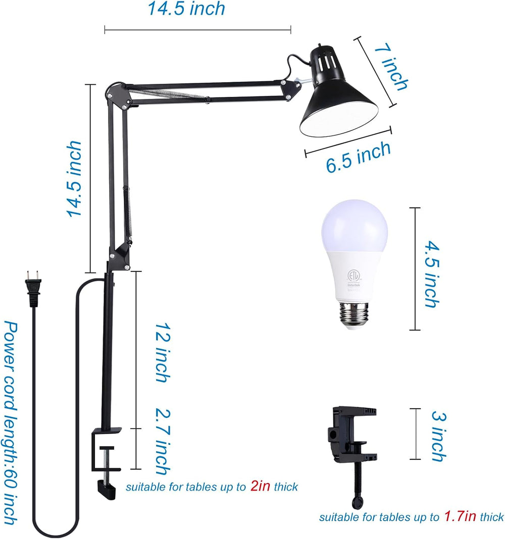 Swing Arm Desk Lamp for Home Office 360°Adjustable