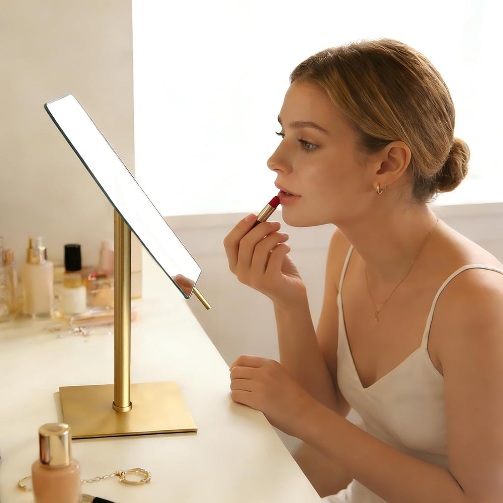 Bronze Table Standing Rectangular Vanity Makeup Mirror with 3X Magnification,...