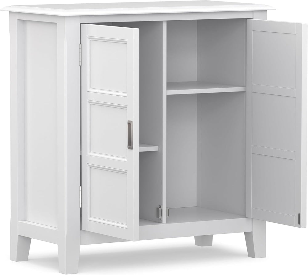 SIMPLIHOME Burlington 30" Wide Solid Wood Cabinet in White