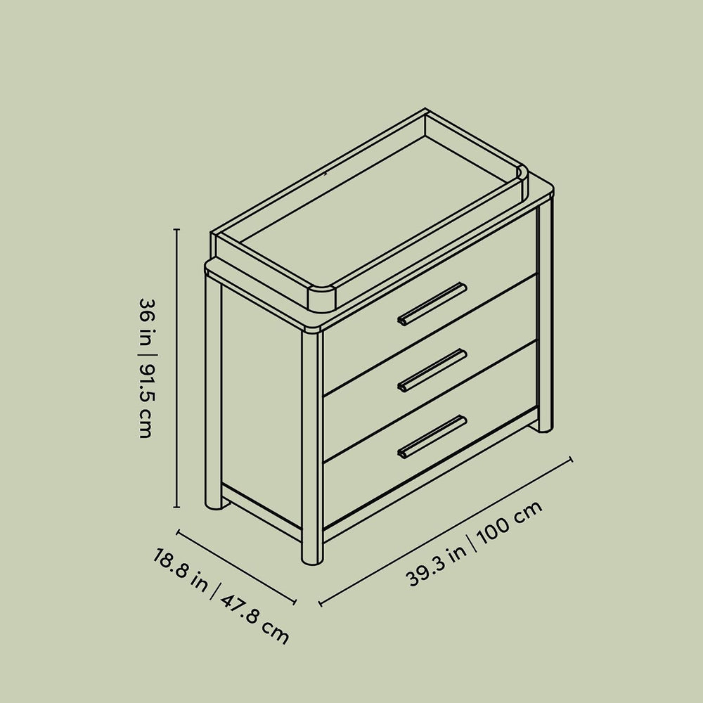 Storkcraft Malta 3 Drawer Chest with Removable Changing Topper, Hazelnut