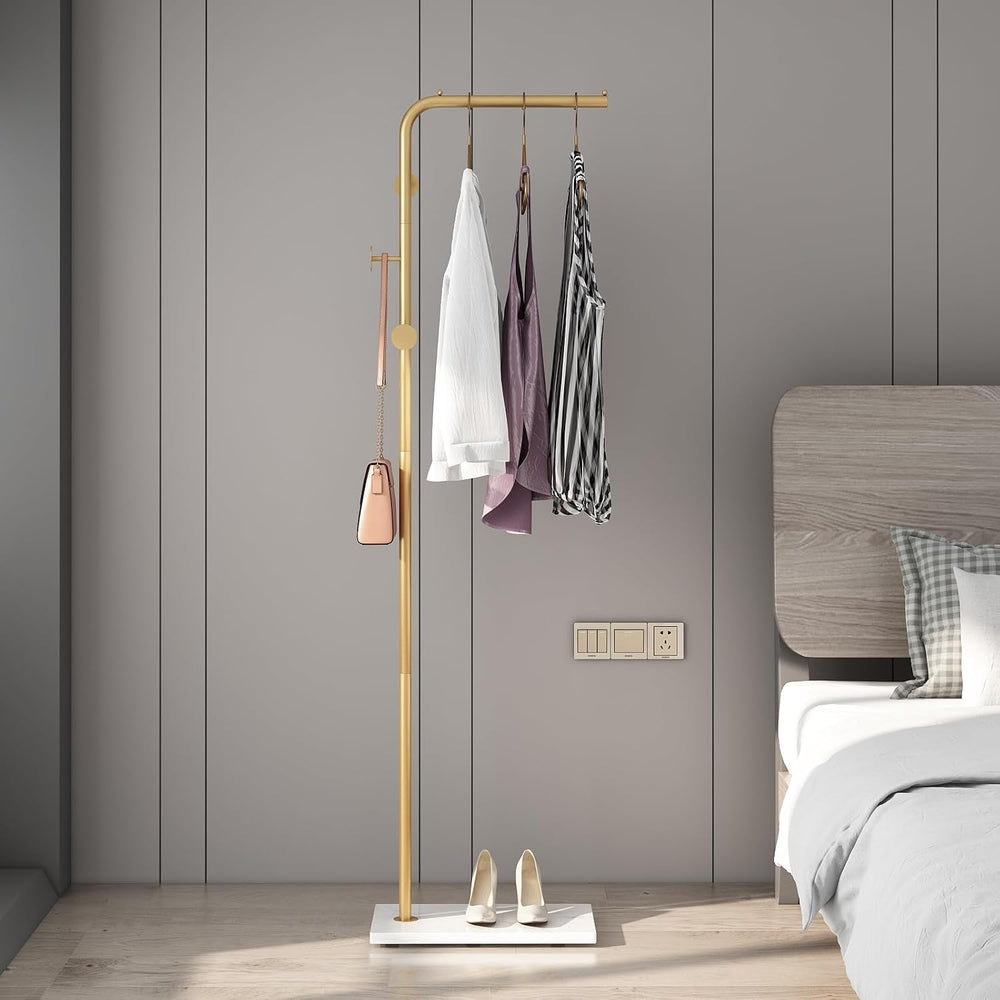 TIEOU Gold Coat Racks, Metal Coat Racks Freestanding with Crossbar and 3 Hook...