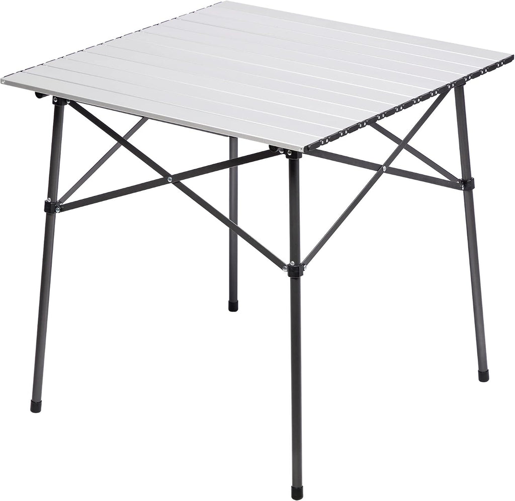 Portal Lightweight Aluminum Folding Square Table Roll Up Top 4 People Table