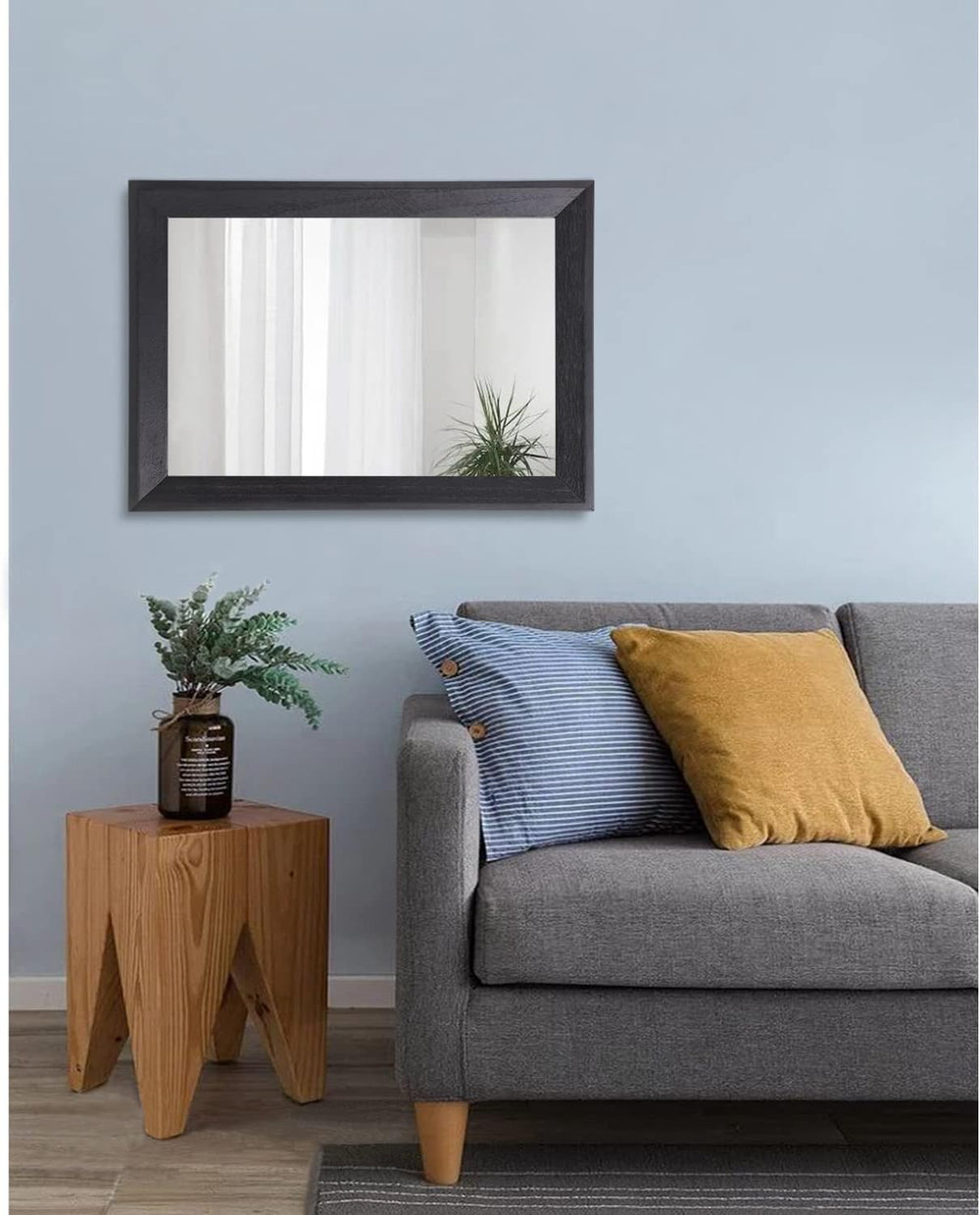 AAZZKANG Black Mirrors for Wall Rectangle Wood Framed Large