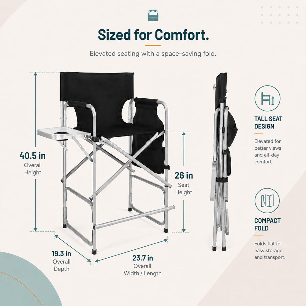 mefeir 26" Tall Directors Chairs Foldable, Portable Makeup Chair, 300 Lbs