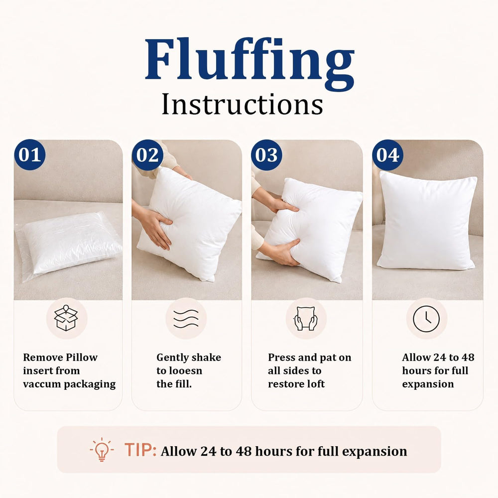 Ridhi White Throw Pillow Inserts, 20x20 Inch, Pack of 4, Down Alternative