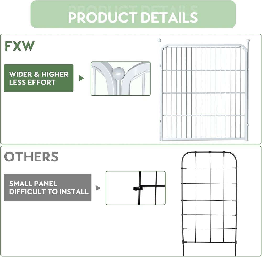 White Outdoor Garden Fence 5 Panels with 1 Gate,32in (H) x 14ft (L) for Dogs ...