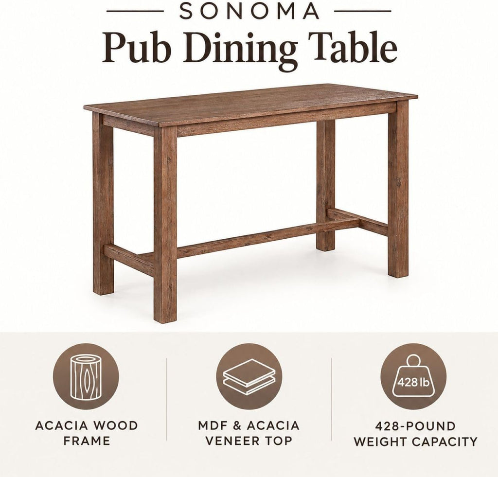 Boraam Sonoma Pub Table [Barnwood Wire-Brush]