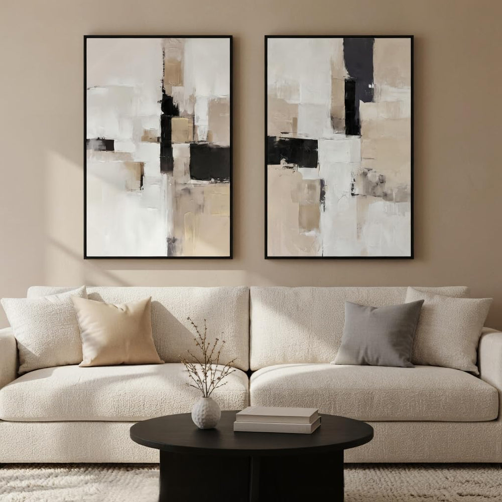 Zessonic Neutral Abstract Wall Art, Modern Textured Wall Decor, 24"x36&q...