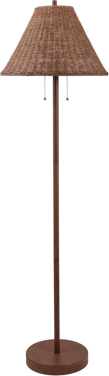 JONATHAN Y Nando 2-Light Coastal Rattan Floor Lamp 61", Brown