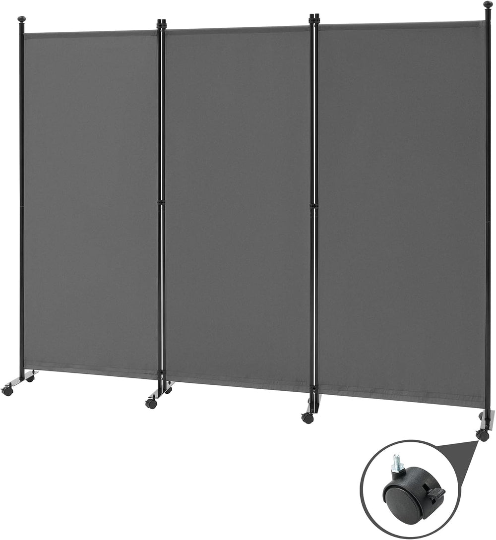 Spurgehom 3 Panel Rolling Room Divider, Folding Partition Privacy Screens