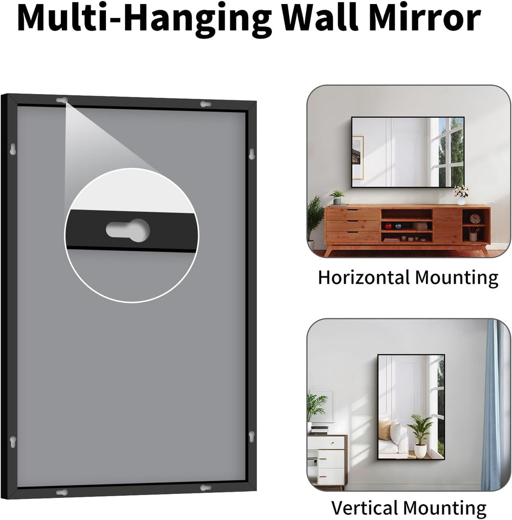 Koonmi Black Bathroom Mirror for Over Sink,Metal Framed 30"x48" Wal...