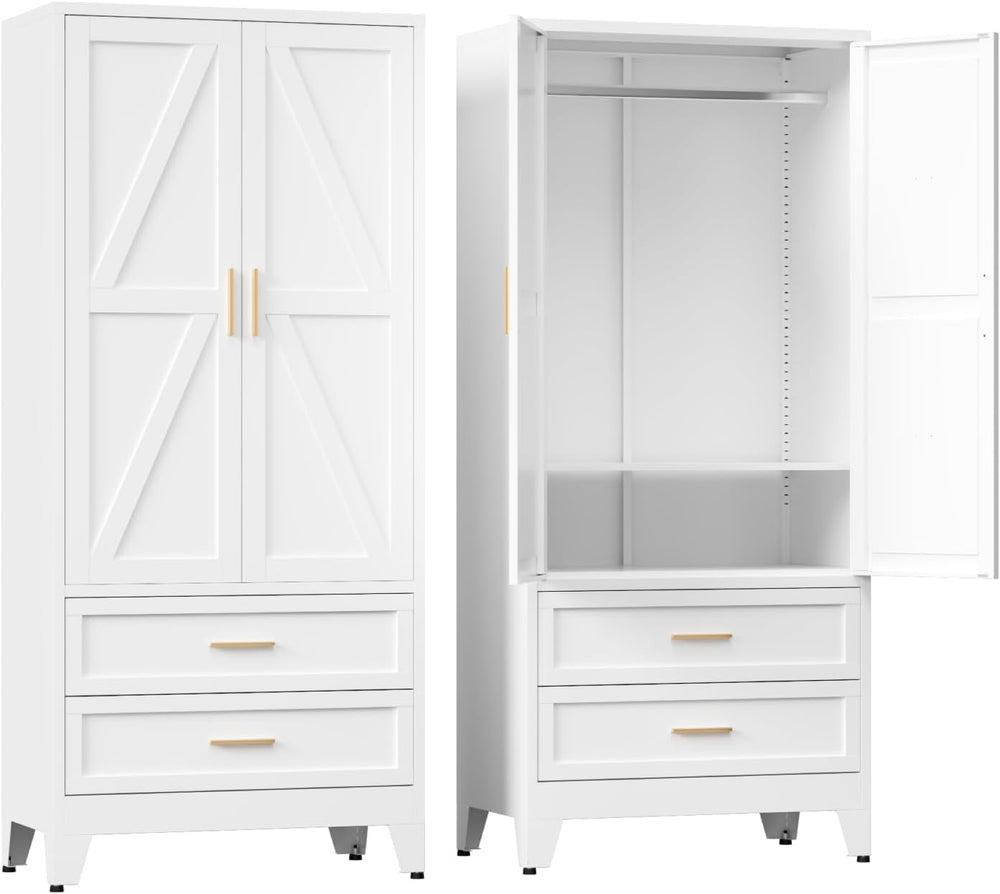 COFaR Armoire Wardrobe Closet with Drawers & Hanging Rod, 71'' Me...