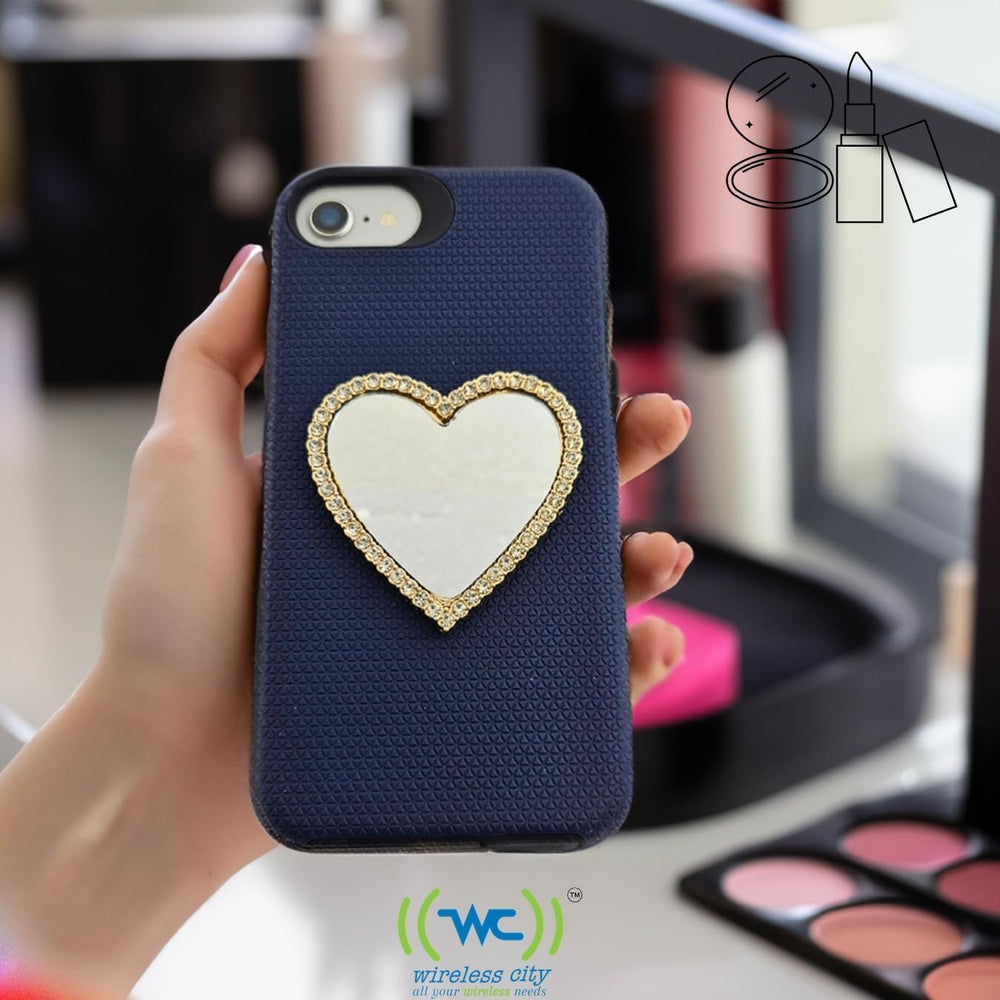 Wireless City Heart Phone Mirror Stick On for Phone Case, 2 Pack (Silver &amp...
