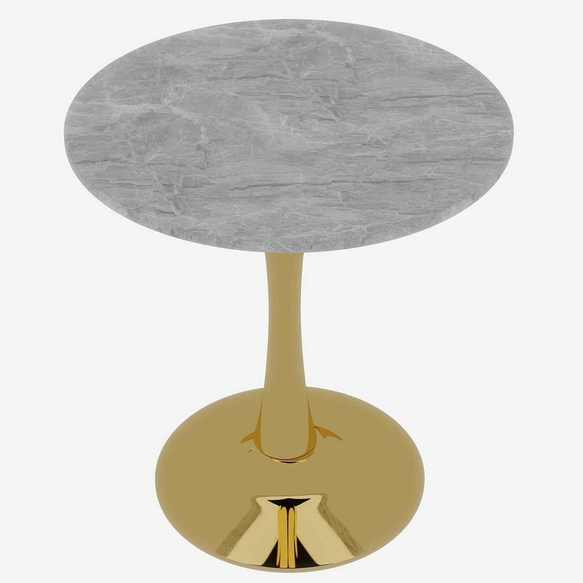 JOSHEN 28" Marble-Effect Bedside Table, Small Sofa Side Tables with Stable Pedestal, Small Sofa Couch Table with Smooth Surface for Living Room, Golden