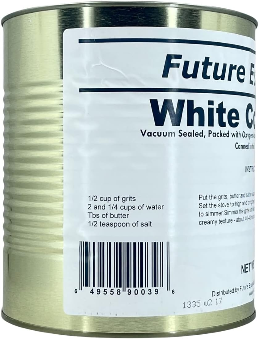 Future Essentials White Corn Grits – #10 Size Can, 30-Year Shelf Life