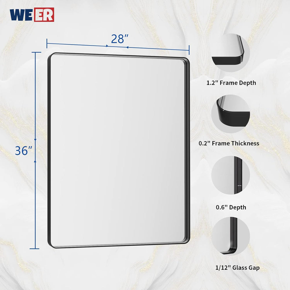 WEER Bathroom Vanity Mirror Black 28X36 Inch