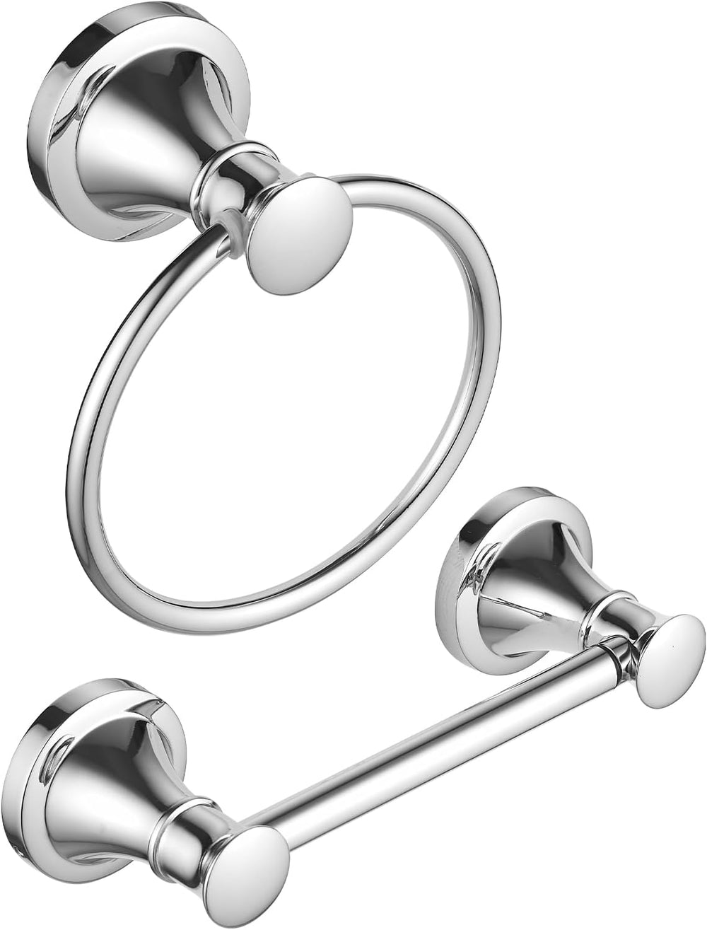 RUMOSE Pivoting Toilet Paper Holder and Hand Towel Ring, Polished Chrome
